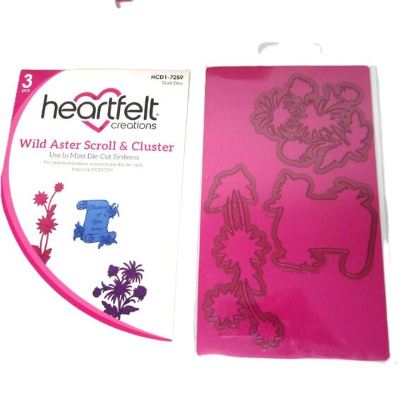 Heartfelt Creations Wild Aster Scroll & Cluster Cling Stamps & Craft Dies Floral - Picture 5 of 5